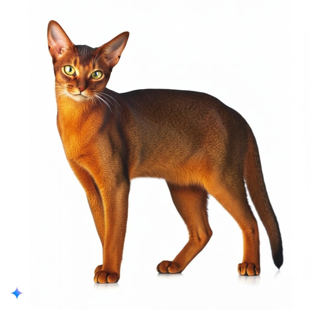 Intelligent Abyssinian cat playing