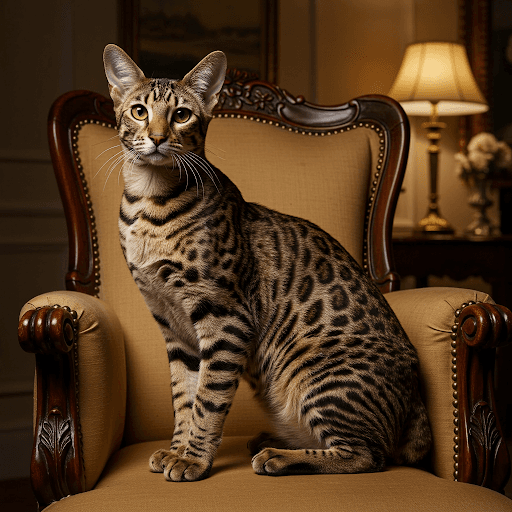 Close-up profile of a Savannah cat, showing features similar to claimed Ashera traits