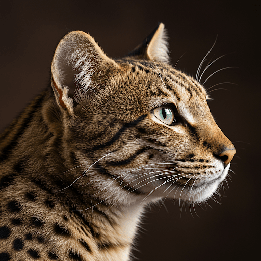 Close-up profile of a majestic Cheetoh cat showcasing its spots