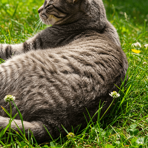 A grey tabby cat showing a clear classic swirl pattern.