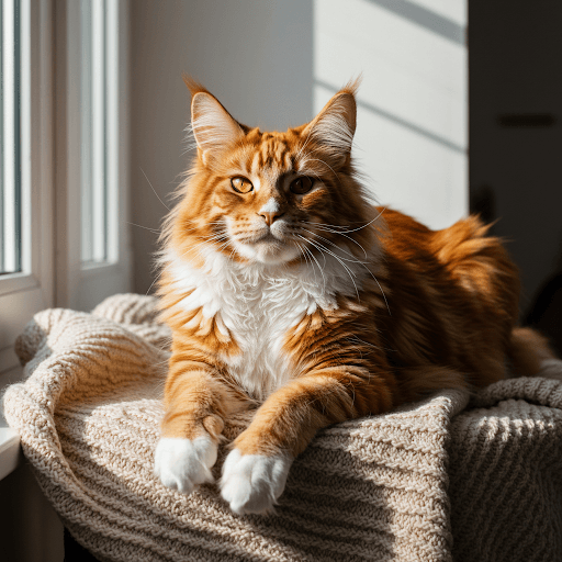 Orange Maine Coon Cat in a natural setting