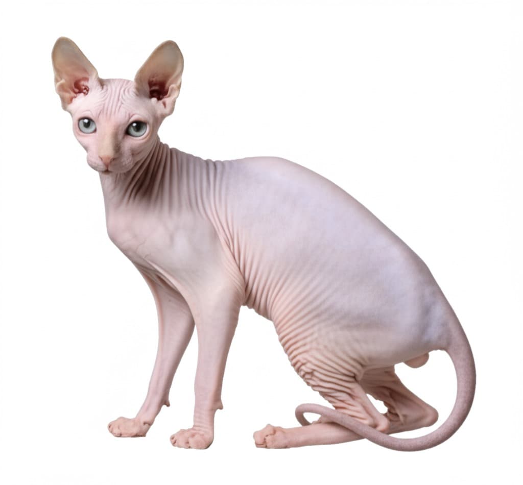 Peterbald Cat showing its unique coat and elegant body