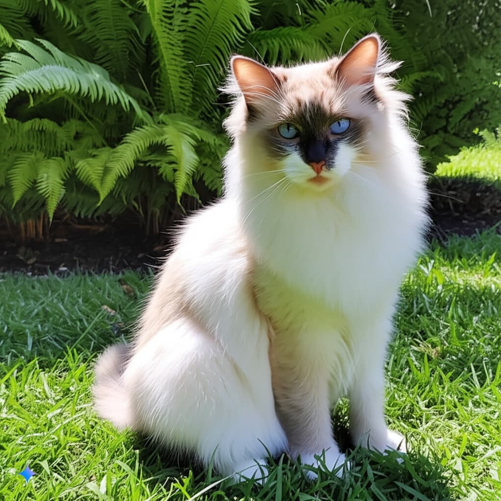 A Ragdoll cat comfortably lounging in a home environment