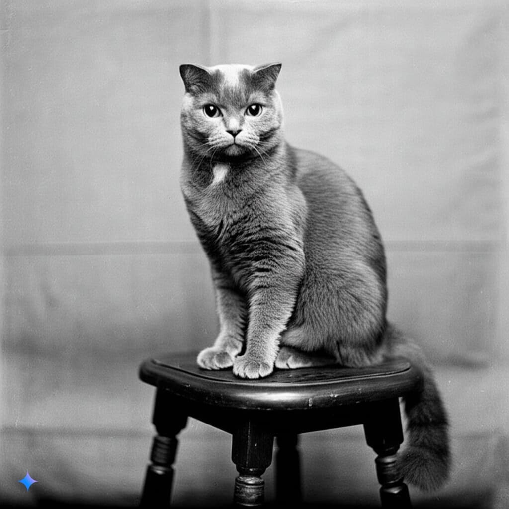 Early photo of a Scottish Fold cat