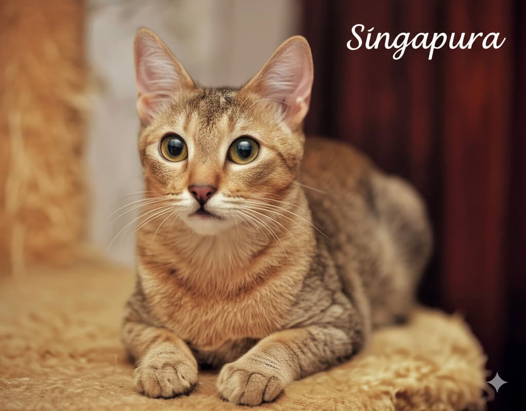 Singapura Cat showing its sepia agouti coat and large eyes